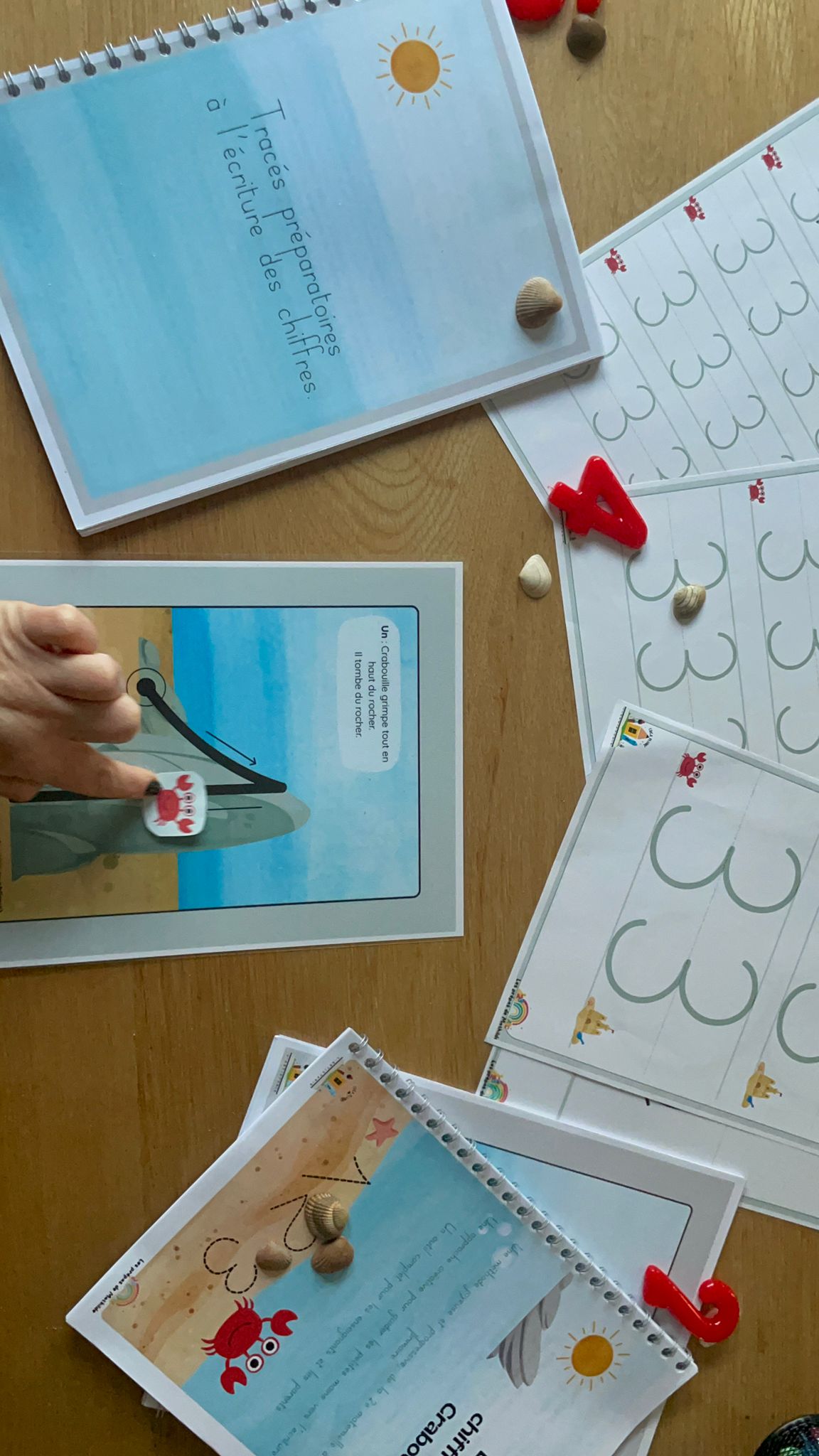 Exercices de tracés préparatoires avec Crabouille